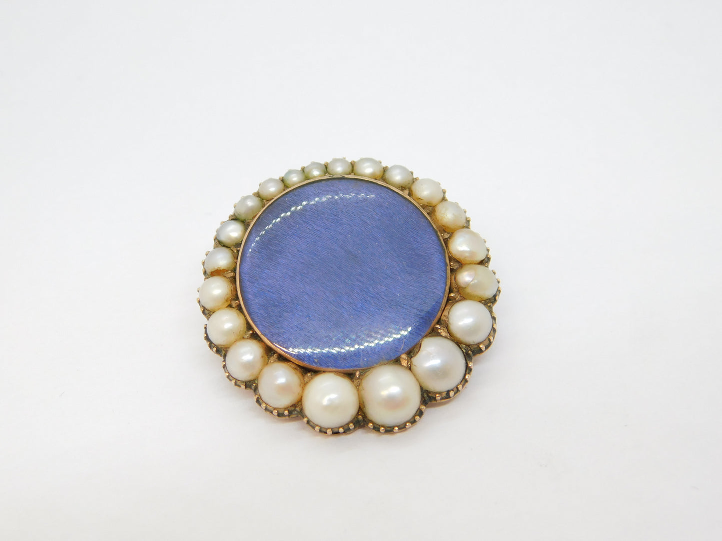 George III 9ct Gold Graduating Pearl Mourning Locket Brooch Antique c1820
