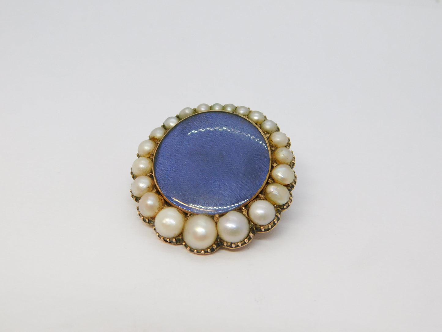 George III 9ct Gold Graduating Pearl Mourning Locket Brooch Antique c1820
