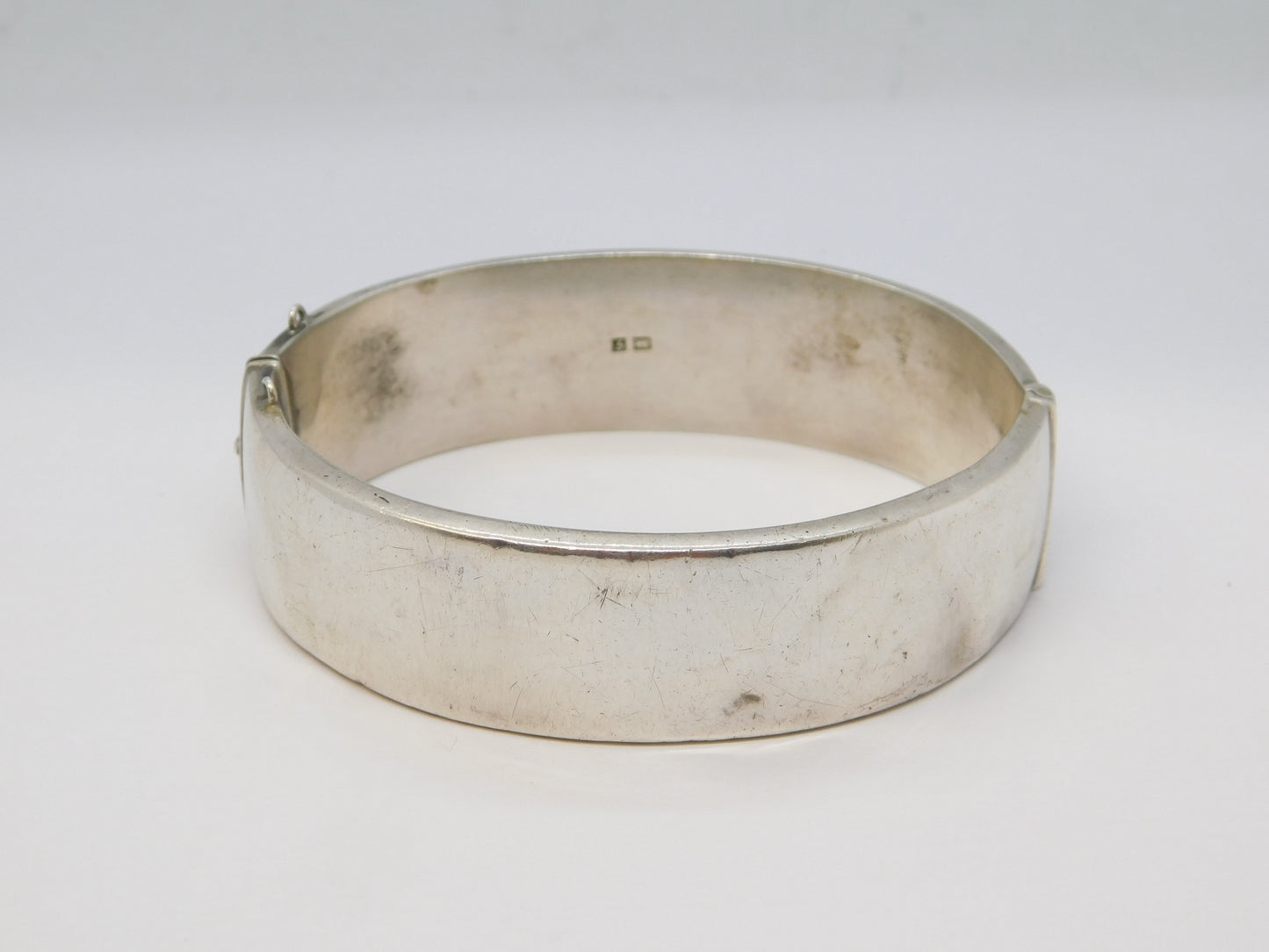 Sterling Silver Gold Fronted Swallow Bird & Flower Cuff Bangle Vintage 1981 Birmingham