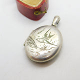 Swallow Bird Aesethetic Sterling Silver Double Locket Pendant Antique Victorian