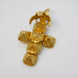 9ct Yellow Gold Articulated Masonic Ball Cross Pendant Vintage 1990 Birmingham