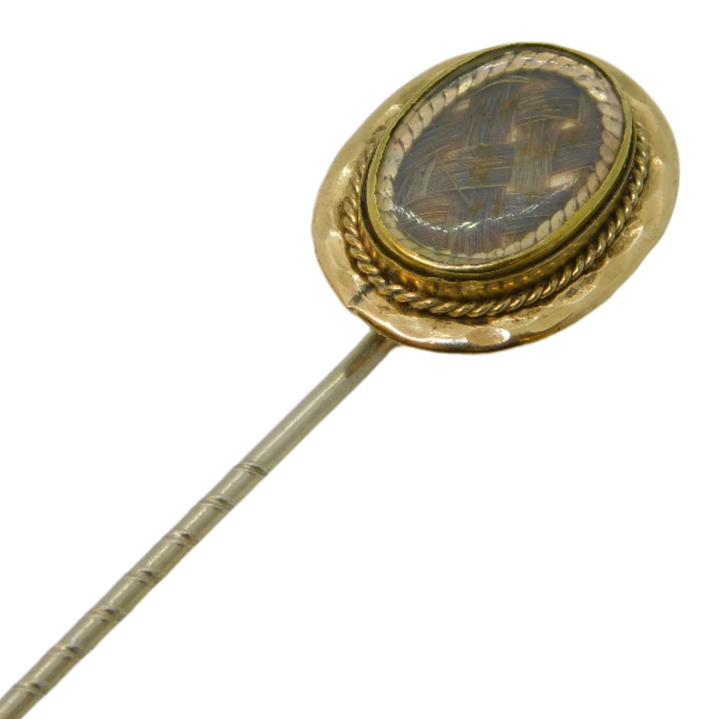 George III 9ct Yellow Gold Hair Set Mourning Stick Pin Antique c1820