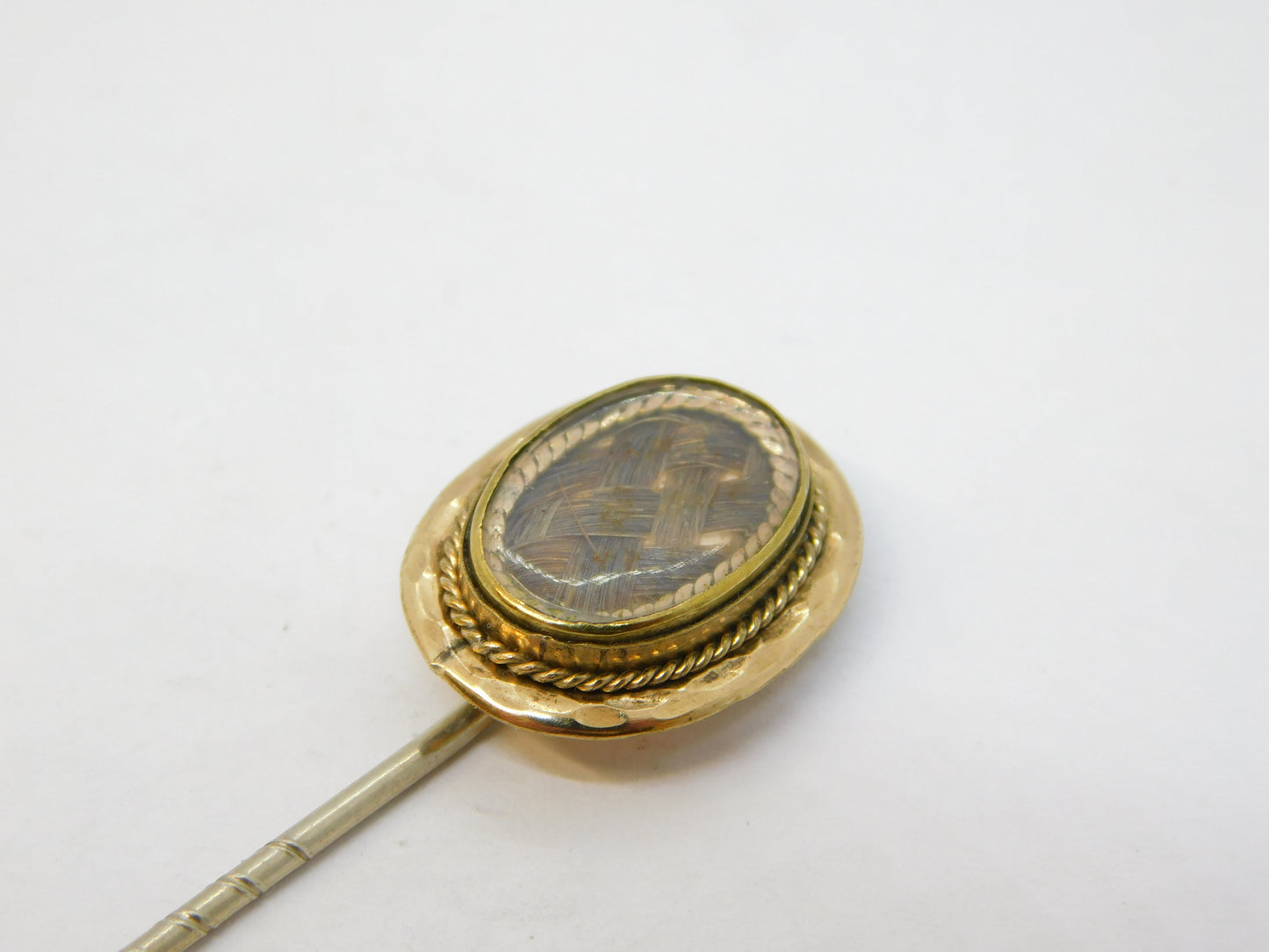 George III 9ct Yellow Gold Hair Set Mourning Stick Pin Antique c1820