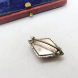 TLM Sterling Silver & Morpho Butterfly Wing Button Brooch Antique c1920 Art Deco