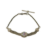 Victorian Sterling Silver & Enamel Albertina Chain Bracelet Antique c1880