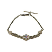 Victorian Sterling Silver & Enamel Albertina Chain Bracelet Antique c1880