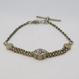 Victorian Sterling Silver & Enamel Albertina Chain Bracelet Antique c1880