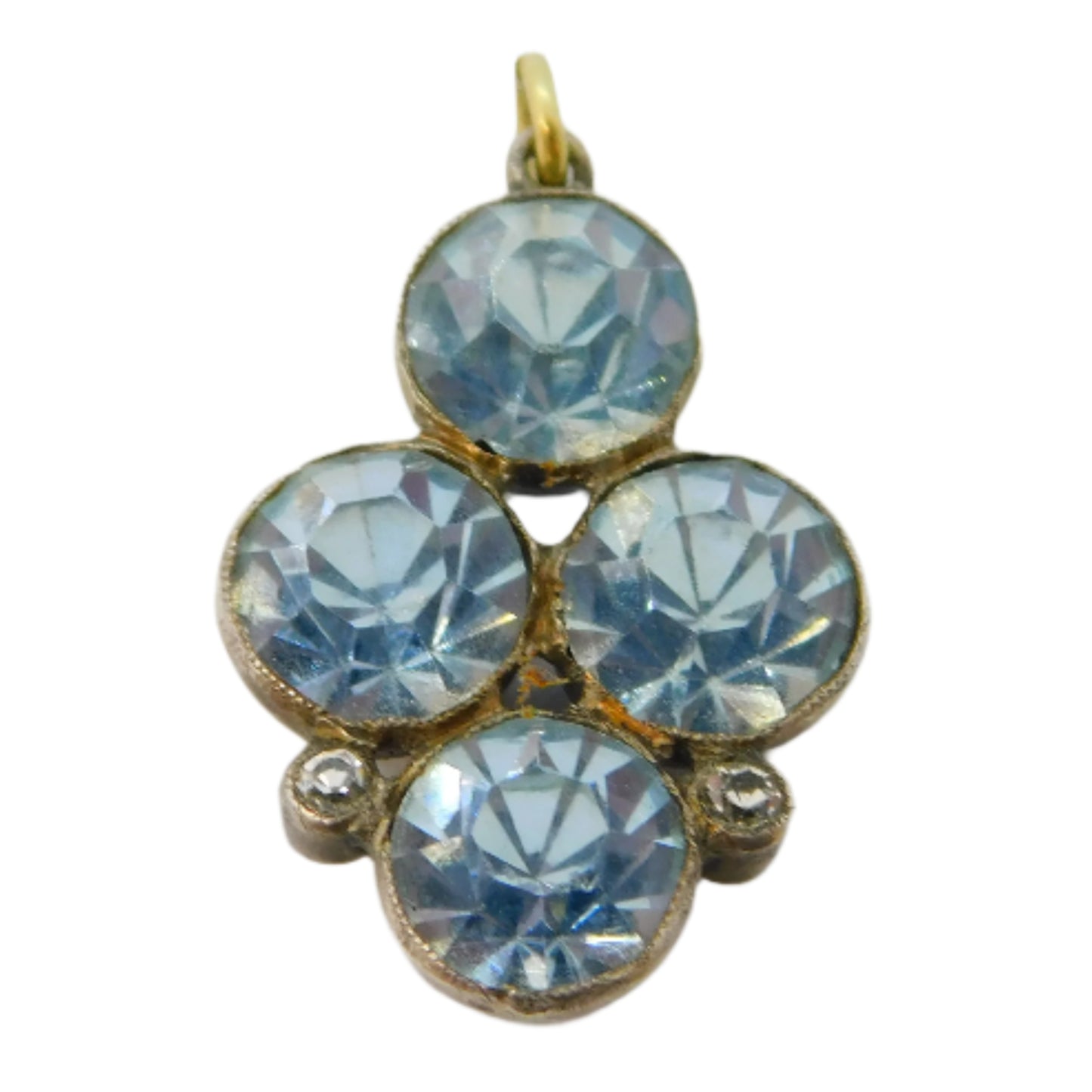 George III Sterling Silver Blue Paste Floral Drop Pendant Antique c1820