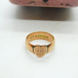 Victorian Rose Gold Heart Form Signet Ring Antique 1876 Birmingham Initialled