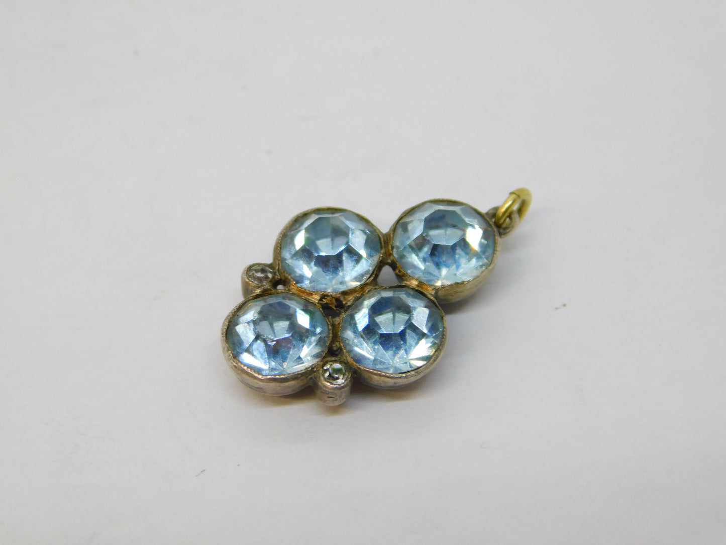George III Sterling Silver Blue Paste Floral Drop Pendant Antique c1820