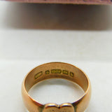 Victorian Rose Gold Heart Form Signet Ring Antique 1876 Birmingham Initialled