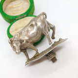 Victorian Cast Sterling Silver Dairy Cow Butter Dish Finial c1870 London Antique