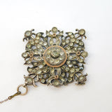 19th Century Austro-Hungarian Silver & Paste Set Floral Brooch Antique c1860