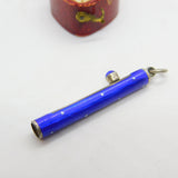 Sterling Silver & Blue Dotted Enamel Propelling Pencil Case with Cabochon c1920
