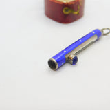 Sterling Silver & Blue Dotted Enamel Propelling Pencil Case with Cabochon c1920
