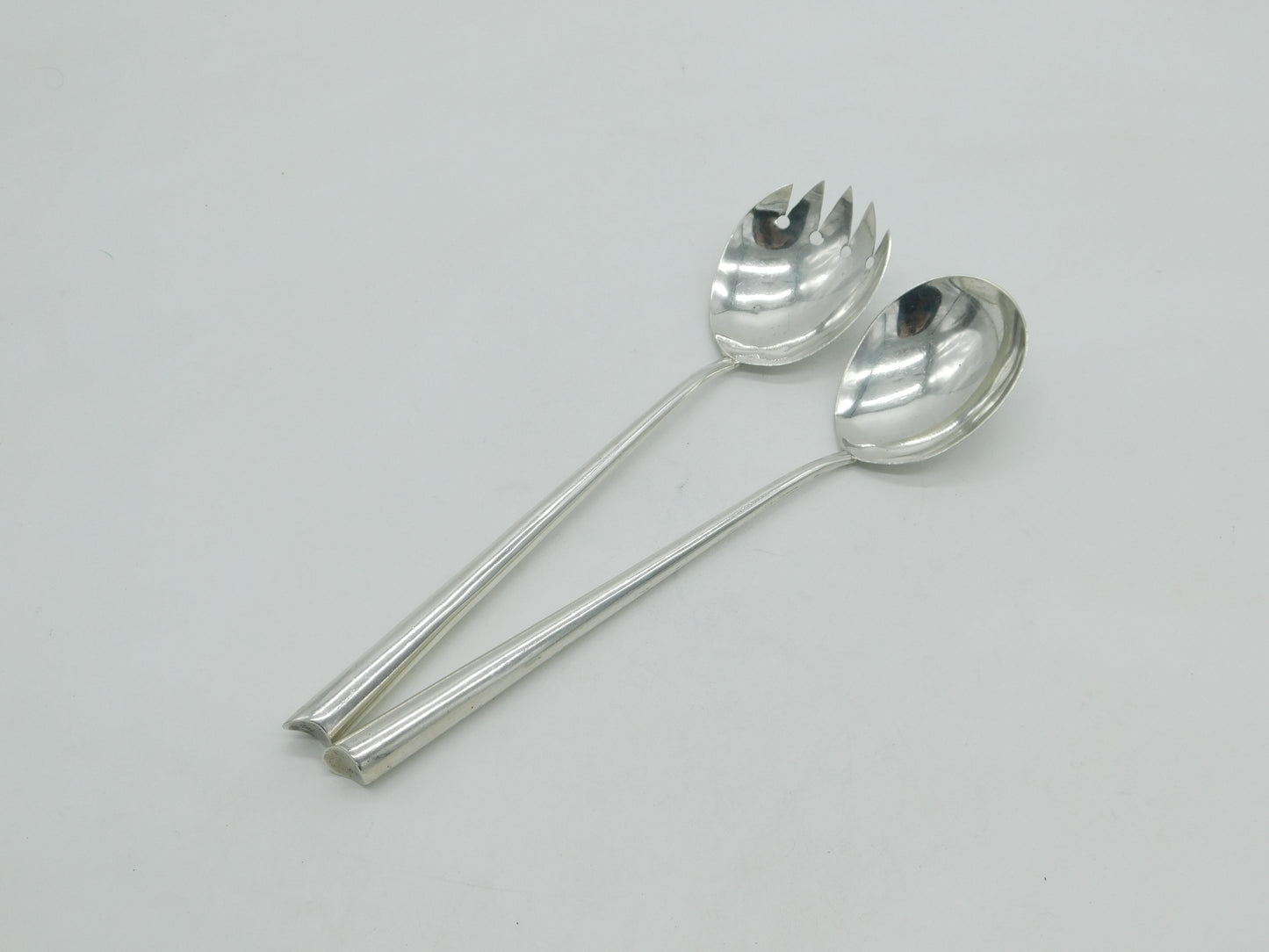 Victorian Sterling Silver Salad Servers Antique 1896 Sheffield Walker & Hall