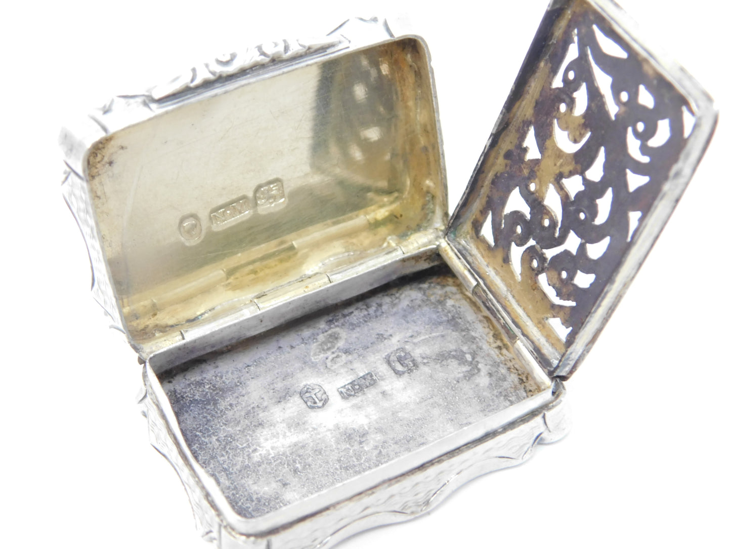 Nathaniel Mills Victorian Sterling Silver Vinaigrette Antique 1855 Birmingham