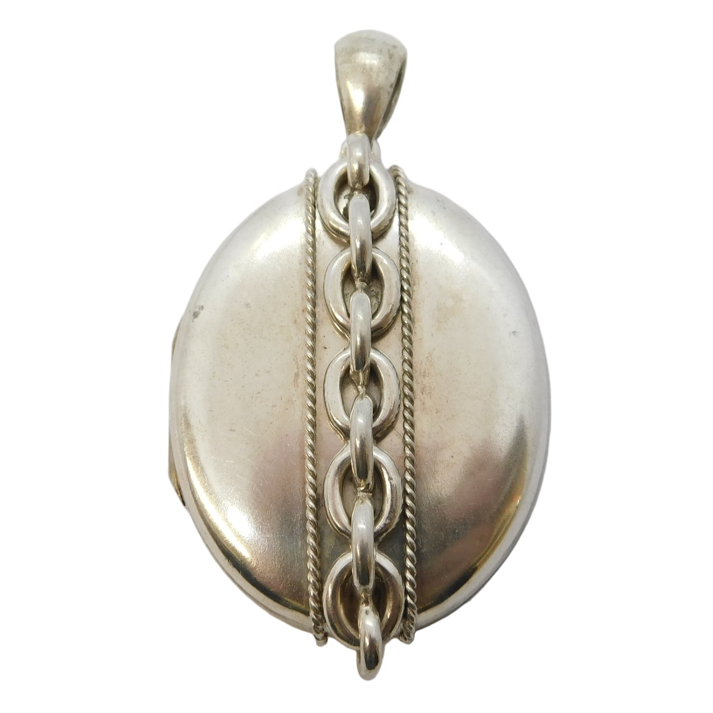 Victorian Sterling Silver Back & Front Sweetheart Locket Pendant Antique c1890