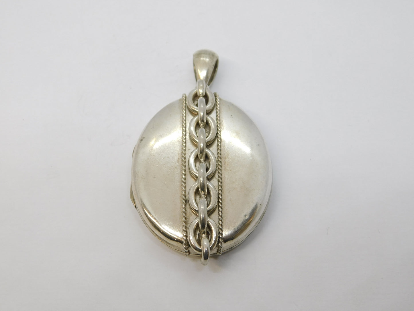 Victorian Sterling Silver Back & Front Sweetheart Locket Pendant Antique c1890