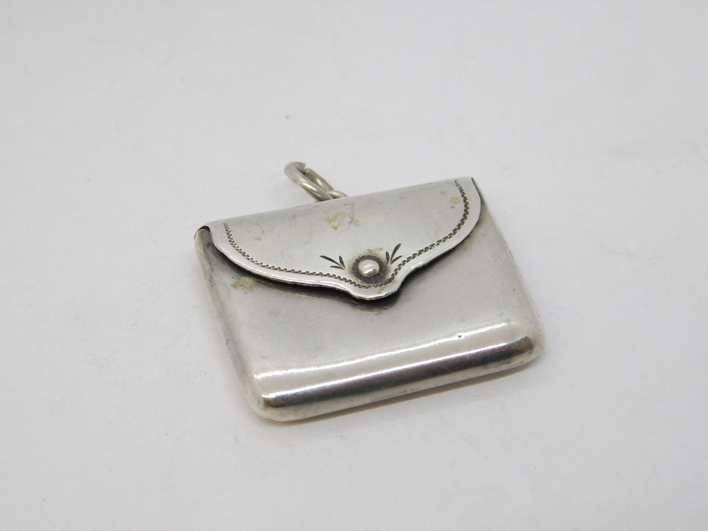 Edwardian Sterling Silver Envelope Form Stamp Holder Fob Antique 1903 Birmingham