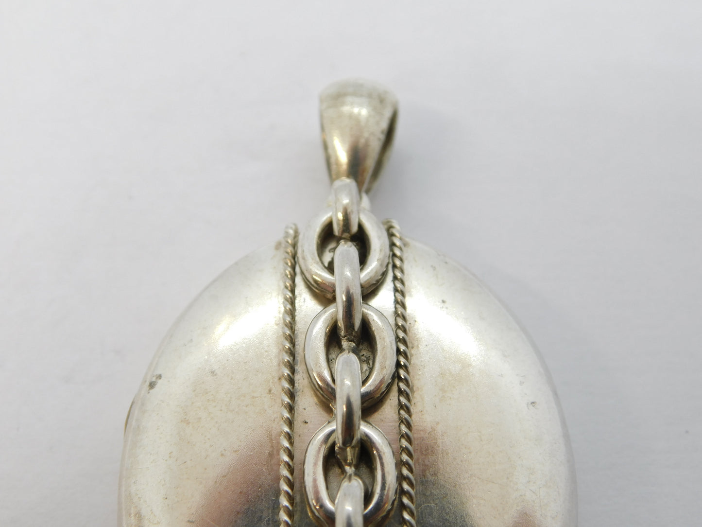 Victorian Sterling Silver Back & Front Sweetheart Locket Pendant Antique c1890