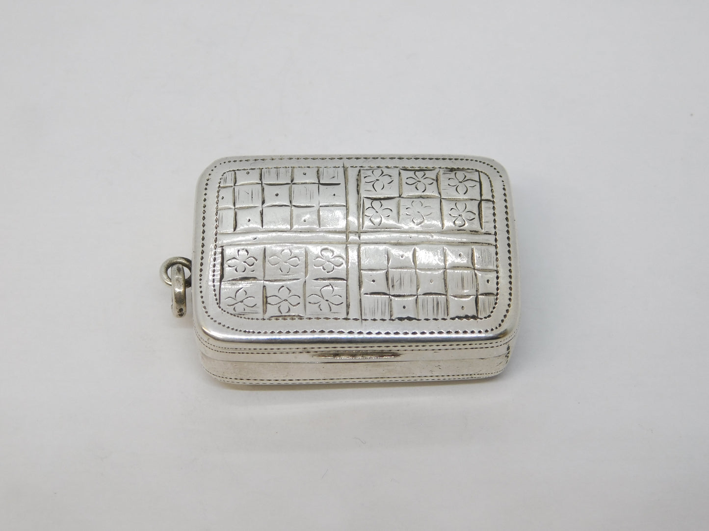 George III Sterling Silver Floral Pattern Vinaigrette Antique 1775 Birmingham