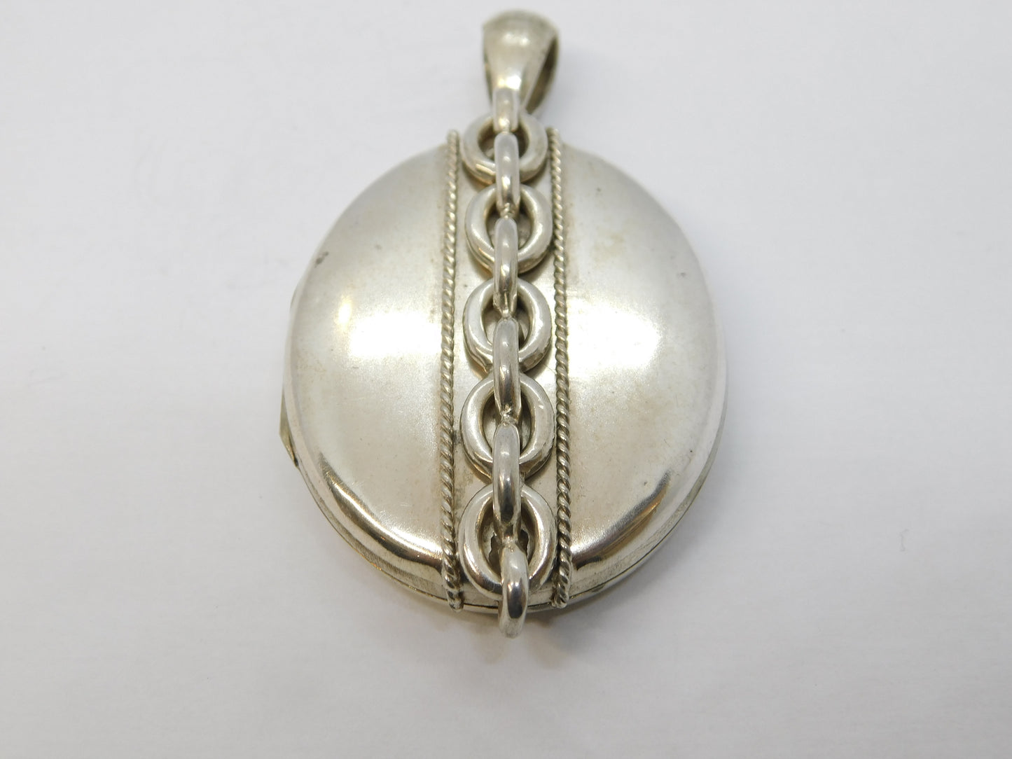Victorian Sterling Silver Back & Front Sweetheart Locket Pendant Antique c1890