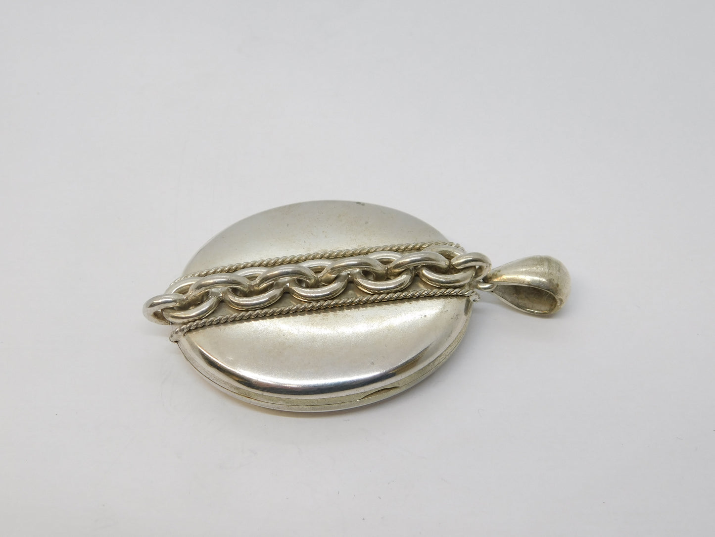 Victorian Sterling Silver Back & Front Sweetheart Locket Pendant Antique c1890