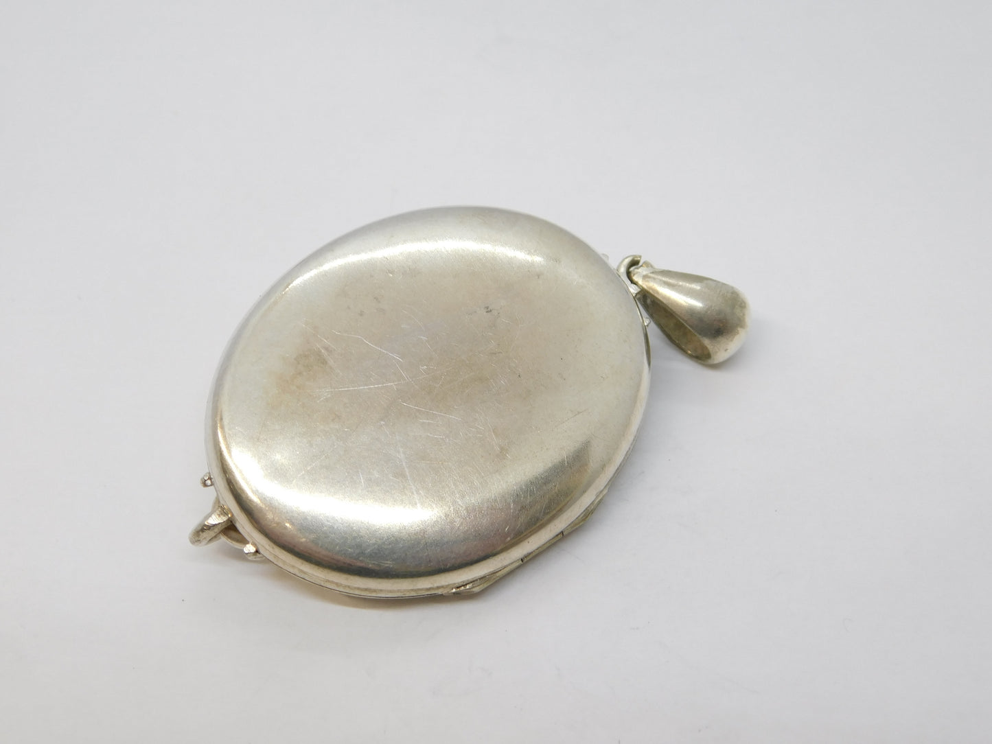 Victorian Sterling Silver Back & Front Sweetheart Locket Pendant Antique c1890