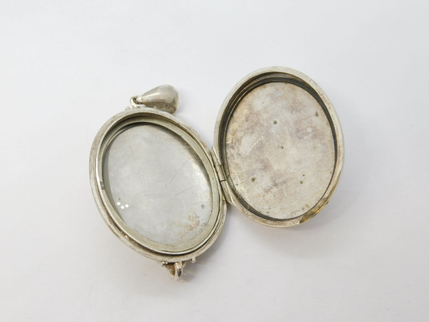 Victorian Sterling Silver Back & Front Sweetheart Locket Pendant Antique c1890