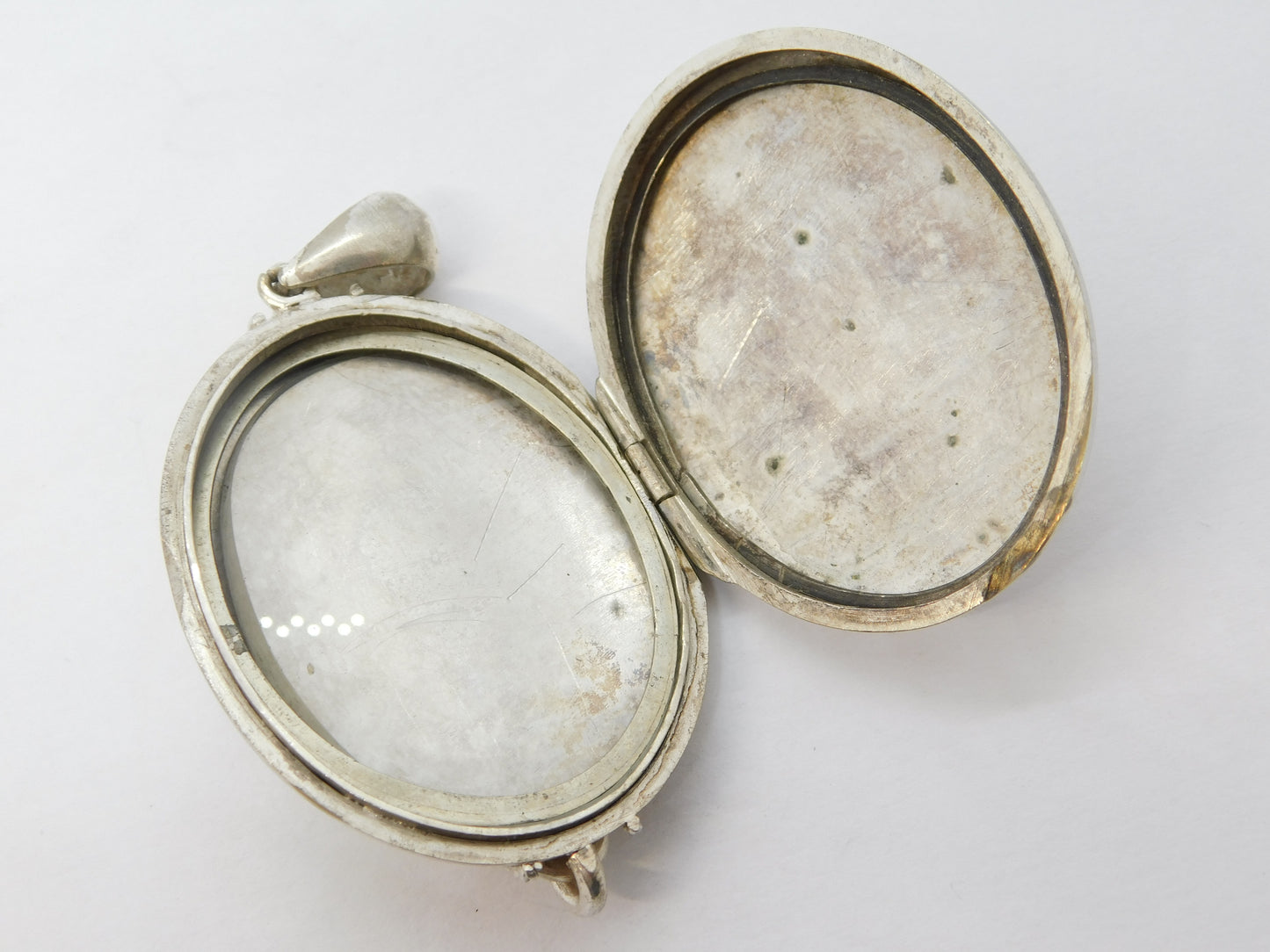 Victorian Sterling Silver Back & Front Sweetheart Locket Pendant Antique c1890