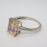 9ct White Gold Baguette Cut 'Ametrine' Stone Dress Ring Vintage 2012 Birmingham