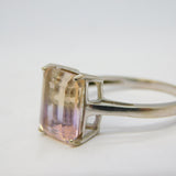 9ct White Gold Baguette Cut 'Ametrine' Stone Dress Ring Vintage 2012 Birmingham