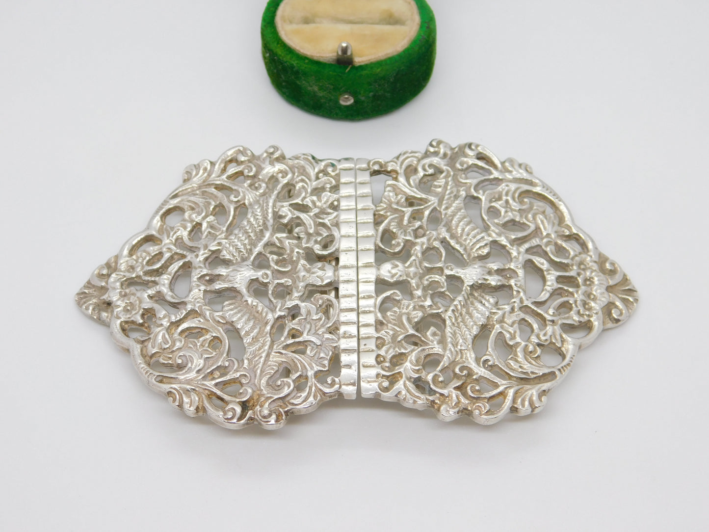 Sterling Silver Floral Dragon Pattern Nurses Buckle Vintage 1972 Birmingham