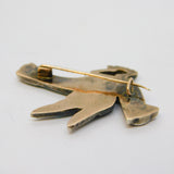 19th Century Sterling Silver Gilt Turquoise Set Bird Brooch Antique c1880