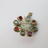 Victorian Sterling Silver Multi-Gem Set Essex Crystal Flower Pendant Antique c1890