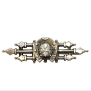 Victorian Sterling Silver, Paste Set Horseshoe Sweetheart Brooch Antique c1860