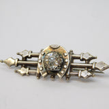 Victorian Sterling Silver, Paste Set Horseshoe Sweetheart Brooch Antique c1860