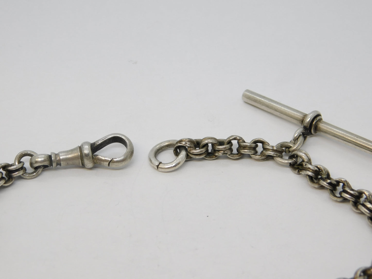 Victorian Sterling Silver Albertina Enamel Heart Link Bracelet Antique c1860