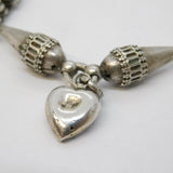 Victorian Sterling Silver Albertina Enamel Heart Link Bracelet Antique c1860