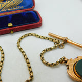 Victorian 9ct Rose Gold Albert Watch Chain With Spinner Fob Antique c1890