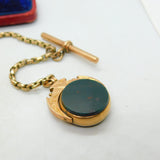 Victorian 9ct Rose Gold Albert Watch Chain With Spinner Fob Antique c1890