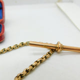 Victorian 9ct Rose Gold Albert Watch Chain With Spinner Fob Antique c1890