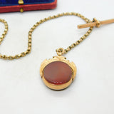 Victorian 9ct Rose Gold Albert Watch Chain With Spinner Fob Antique c1890