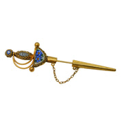 19th Century Italian Gold Plated Floral Micro Mosaic Sabre Brooch Antique c1890