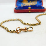 Victorian 9ct Rose Gold Albert Watch Chain With Spinner Fob Antique c1890