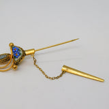 19th Century Italian Gold Plated Floral Micro Mosaic Sabre Brooch Antique c1890