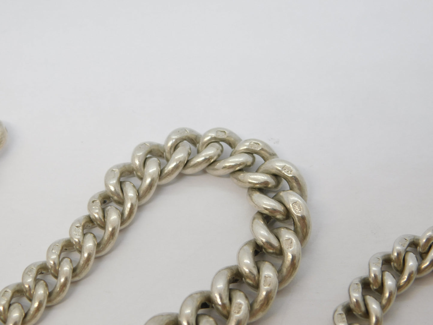 Edwardian Sterling Silver Graduated Albert Watch Chain Antique 1904 Birmingham