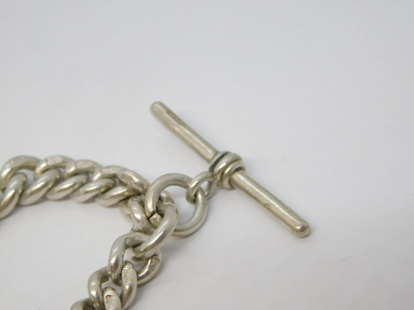 Edwardian Sterling Silver Graduated Albert Watch Chain Antique 1904 Birmingham