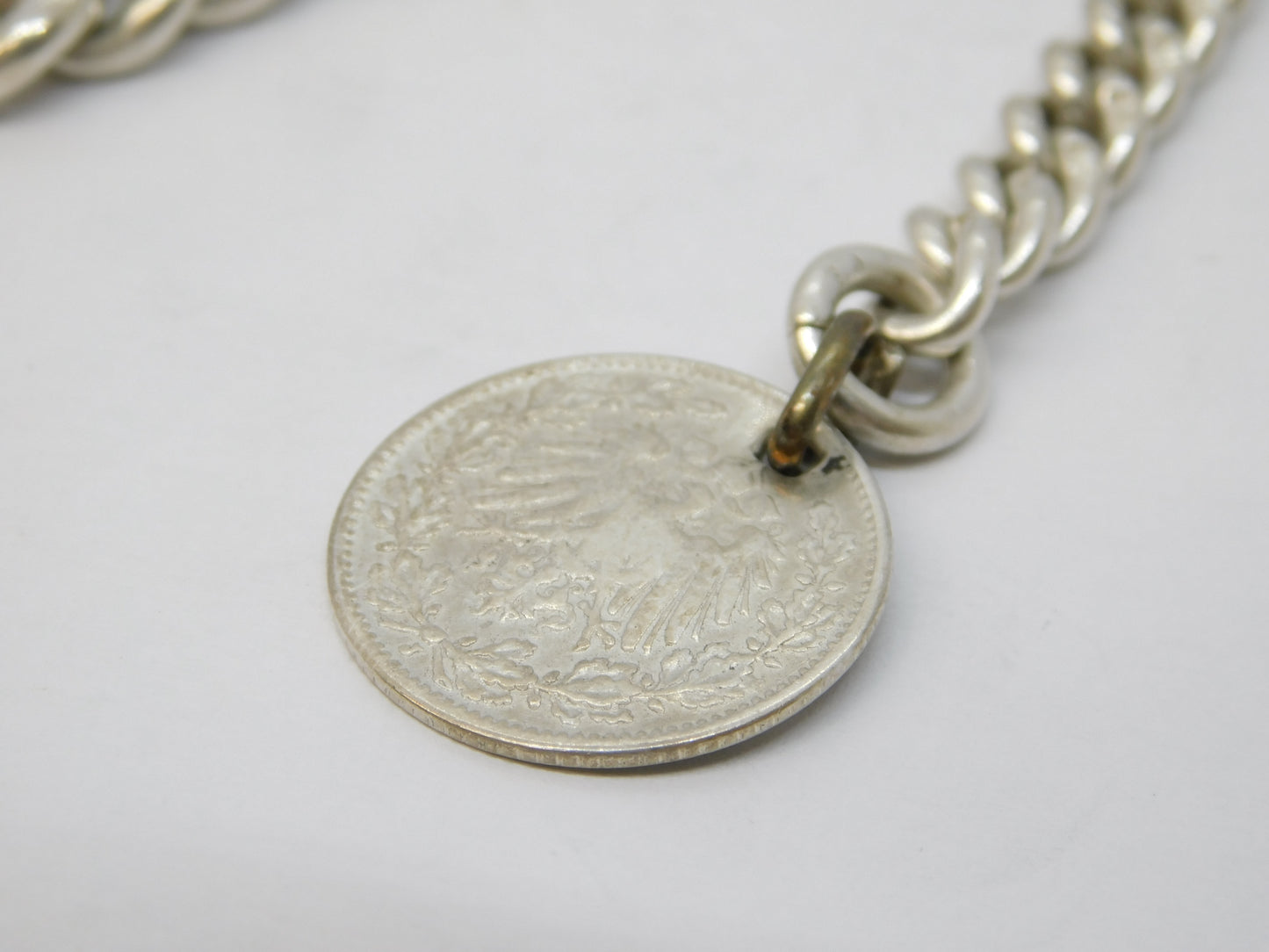 Edwardian Sterling Silver Graduated Albert Watch Chain Antique 1904 Birmingham